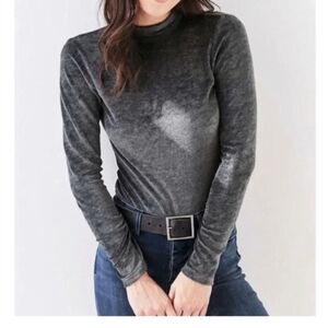 Urban outfitters velvet gray long sleeve backless bodysuit.
